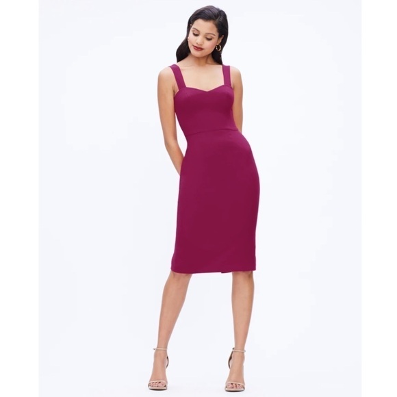Dress The Population Nicole Sweetheart Sleeveless Sheath Dress Dark Magenta L - Picture 1 of 10